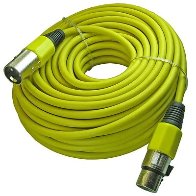 YELLOW 100 ft foot shielded 3pin XLR male to female mic cable microphone cord