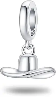 [The Charmery] Silver Stetson Cowboy Hat Charm 925 Silver Charm Compatible with Pandora Charms, Trollbeads, Chamilia, Biagi and Many Other UK Charm Bracelets., Small, Metal, No Gemstone