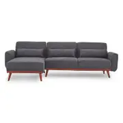 Sarantino Faux Velvet Sofa Bed Couch Lounge Chaise Dark Grey