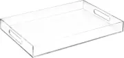 Modern Elegant 16"x12" Rectangle Acrylic Lucite Plastic Decorative Tray Clear...
