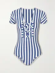 [Eres] Eres - Samba Chiquito Lace-up Striped Swimsuit - Blue - FR 40 FR 40 Blue