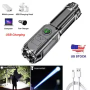 Rechargeable LED Flashlight Tactical Police Super Bright Torch Zoomable Portable