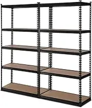Giantz 1.8M x Garage Shelving, Warehouse Racking System Racks Storage Shelves Industrial Commercial Organize Capacity, 5 Steel Metal Adjustable 1000KG Assembly Easy Black