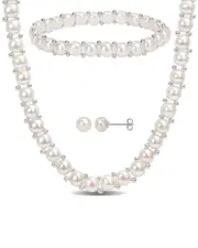 Rina Limor Silver 6-8mm Pearl 3-Piece Set