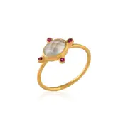 Ophelia Ring in Sterling Silver with Prehnite, Ruby & CZ Stones - Elegant Jewellery in Australia
