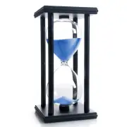 Hourglass 60 Minutes Blue Sand Timer, Black Wooden Frame Sand Clock 60 min