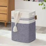Laundry Basket with Handles, Tall Storage Basket 16X13X22In-Navy Blue