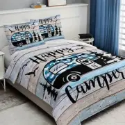 3pcs Modern Camping Theme Soft Duvet Cover Bedding Set Single Double Queen King