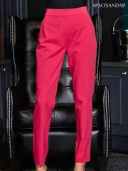 Sosandar Pink Tuxedo Trousers (N62787) | $125