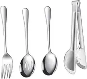GRIRIW 4pc Stainless Steel Cutlery Set Silverware Set for Kitchen Food Tableware Clip Portable Silverware Kit