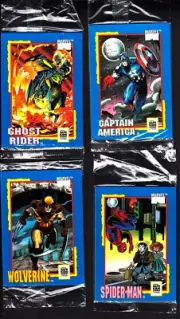 4 Unopened Packs - 1991 Impel Marvel - Trading Card Treats - Spider Man - 3 more