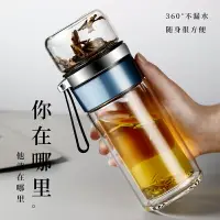 在飛比找樂天市場購物網優惠-茶杯茶水分離杯子雙層玻璃杯防燙個人專用泡茶杯喝水杯便攜家用