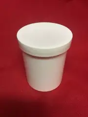 WHite Plastic Ointment Jar 8ounce empty and unused Flat screw-on lid Kerr