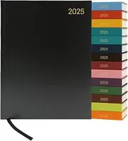 Top Sale 2025 A5 Week To View Yearly Diary with Hard Cover with Matching Ribbon Marker - Black