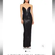 Nookie Karma Sequin Cocktail Black Tie Gown Small in Black #44