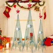 CostwaySet of 3 Tower Shaped Christmas Trees with Removable Star Toppers