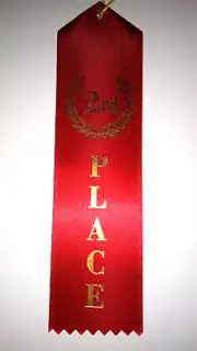 ART AWARD RIBBON - HONORABLE MENTION Light Blue & Gold with Paint Palette Image