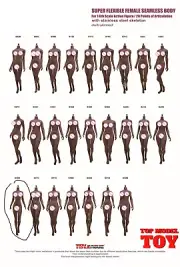 1/6 TBLeague Girl Solid Body Small Chest Black Skin S45B Suitable for 12 inch Mo