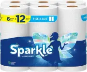Sparkle Pick-A-Size Paper Towels, 6 Double Rolls = 12 110 sheet (6 Packs)