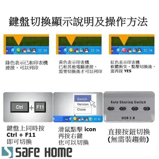 SAFEHOME 自動/手動 1對4 USB切換器，輕鬆分享印表機/隨身碟等 USB設備 SDU104A-A