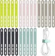 25 Pcs Silicone Cable Straps Wire Organizer,5Colors Reusable Cable Ties,12CM Long Elastic Cable Organizer for Phone Charger,Earphone,Mouse, Audio, Computer Cords