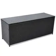 Garden Storage Box Black 150x50x60 cm Poly Rattan vidaXL