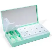 Designer Weekly Pill Box Organizer (AM/PM 2X Daily, Mint) | Compact, Stylish ...