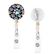 Puppy Dog Paw Badge Reel Retractable with Beads, Cute Funny Id Badge Holders ...