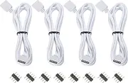 uxcell 4 Pin 10mm RGB LED Strip Light Connector Extension Cable 1M Length White 4Pcs with 8Pcs Male 4 Pin Plugs