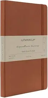 Signature Series Italian Vegan Leather A5 Notebook (Ruled) | Section Thread Bound | Notebook For Gifting | Stationery Notebook | A5 Executive Notebook | 192 Pages (Tan)
