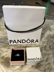 New Authentic PANDORA Rose Gold Sparkling Blue Elevated Heart Ring size 6.5