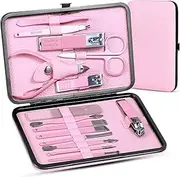 Manicure and Pedicure Set for Women, Nail Clippers, Nail Clippers, Ingrown Toenail Kit, Scissors, Nail Trimmer, 15 in 1 Travel Kit, Nail Care and Grooming Tools with Thin Case