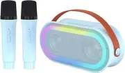 Karaoke Karaoke Speaker with Wirel Microphones Dazzling Color Light Effect for Adults & Home Par Blue 2 mics