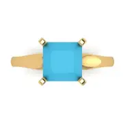 2.5 ct Princess Cut Turquoise Stone Wedding Bridal Promise Ring 14k Yellow Gold