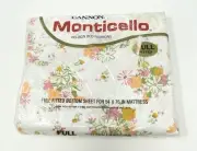 Vintage Cannon Monticello FULL Fitted Bedsheet Flowers Hippie Boho USA Read Flaw