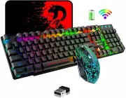 104 Keys Wireless Gaming Keyboard and Mouse Combo Rainbow LED Backlit For PC MAC
