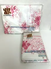 Vintage Martex Double Sheet Fitted & 2 Pillowcases Permanent Press Percale - New