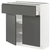METOD / MAXIMERA base cabinet with drawer/2 doors, white/Voxtorp dark grey, 80x37x80 cm