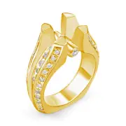 1.10Ct Round Diamond Semi Mount G VS2 Engagement Ring 14k Gold Yellow Accents