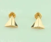 14k Solid Rose gold kids Stud Triangle earring earrings Screw back #6511