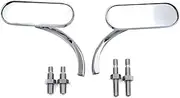 HTTMT MT376-CD Chrome Custom Mini Oval Mirrors Compatible with Harley Davidson Sportster Dyna Softail