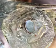 Genuine 925 Sterling Silver Larimar Gemstone Ring Size 8.25