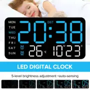 Large LED Digital Clock 9"Bedside Table Alarm Clock Temp Time Display Home Decor