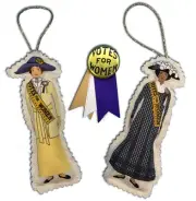 Women's History Ornaments/2 Figure Suffrage Set in Gift Box/Can Do Women