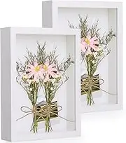 Anhow Shadow Box A4 Picture Frame, 2 Pieces 21x29.7 cm Real Glass Display Case Photo Frame for Memorabilia, Baby Items, Wedding Memories, Crafts, Tickets and Photos (White, A4)