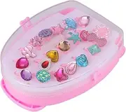 MUSISALY 20pcs Colorful Resin Rings Fun Bright Plastic Rings for Draw Bar Storage Box for Playtime and Parties