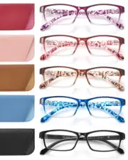 5 Pack Reading Glasses for Women and Men, Lightweight Eyeglasses with Spring ...