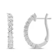 Marquees Hoop Earrings with 1.50ct of Laboratory Grown Diamonds in Sterling Silver and Platinum