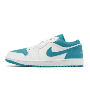 【NIKE 耐吉】休閒鞋 Air Jordan 1 Low 男鞋 白 藍 金洋藍 AJ1 喬丹 1代 低筒(553558-174)