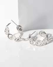 Silver Spiral Hoop Earrings
